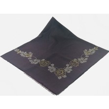 Mom Collection Taşlı Lüx Eşarp Mor Uzun Gül Desen