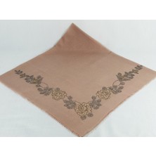 Mom Collection Taşlı Lüx Eşarp Pudra Uzun Gül Desen