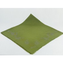 Mom Collection Taşlı Lüx Eşarp Haki Yeşil Uzun Gül Desen