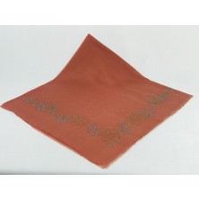 Mom Collection Taşlı Lüx Eşarp Kiremit Uzun Gül Desen