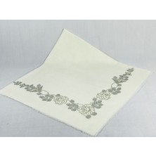 Mom Collection Taşlı Lüx Eşarp Krem Uzun Gül Desen