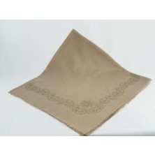 Mom Collection Taşlı Lüx Eşarp Sütlü Kahve Şal Desen