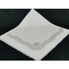 Mom Collection Taşlı Lüx Eşarp Beyaz Şal Desen