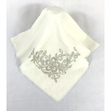Mom Collection Taşlı Lüx Eşarp Krem Tek Gül Desen
