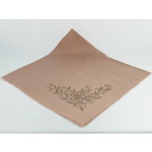 Mom Collection Taşlı Lüx Eşarp Pudra Tek Gül Desen