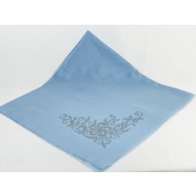 Mom Collection Taşlı Lüx Eşarp Bebe Mavi Tek Gül Desen