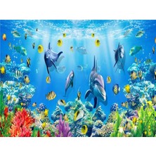 Eko Dekor 3D Akvaryum Çocuk Odası Duvar Kağıdı  Kanvas Tek Parca