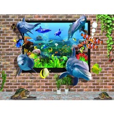 Eko Dekor 3D Akvaryum Çocuk Odası Duvar Kağıdı  Kanvas Tek Parca