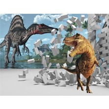 Eko Dekor 3D Dinazor Dünyası Duvar Kağıdı  Kanvas Tek Parca