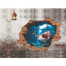 Eko Dekor 3D Köpek Balığı Görseli Duvar Kağıdı  Kanvas Tek Parca