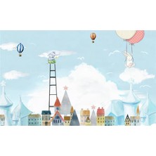 Eko Dekor 3D Çocuk Odası Duvar Kağıdı Gökyüzü ve Balonlar   Kanvas Tek Parca