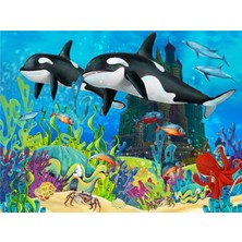 Eko Dekor Akvaryum Balinalar Çocuk Odası Duvar Kağıdı  Kanvas Tek Parca