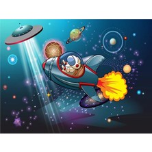 Eko Dekor Astronot ve Ufo Çocuk Odası Duvar Kağıdı Vinil