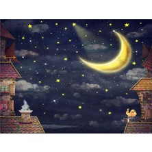 Eko Dekor Ay Dede ve Yıldızlar Çocuk Odası Duvar Kağıdı Vinil