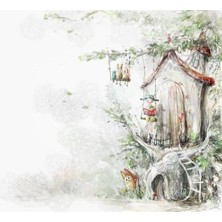 Eko Dekor Ağaç Ev Çocuk Odası Duvar Kağıdı  Kanvas Tek Parca