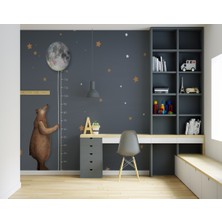 Eko Dekor Boy Ölçer Ayıcık Çocuk Odası Duvar Kağıdı  Kanvas Tek Parca