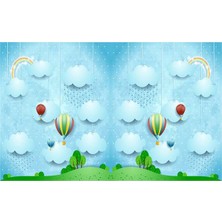 Eko Dekor Bulut Desenli Çocuk Odası Duvar Kağıdı  Kanvas Tek Parca