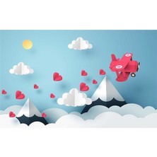 Eko Dekor Bulut Desenli Çocuk Odası Duvar Kağıdı  Kanvas Tek Parca