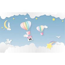 Eko Dekor Bulut Desenli Çocuk Odası Duvar Kağıdı  Kanvas Tek Parca