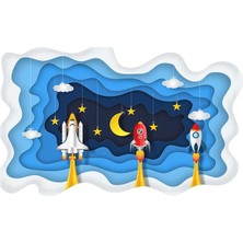 Eko Dekor Bulut Desenli Çocuk Odası Duvar Kağıdı  Kanvas Tek Parca