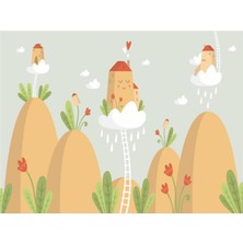 Eko Dekor Bulut Evler Çocuk Odası Duvar Kağıdı Vinil