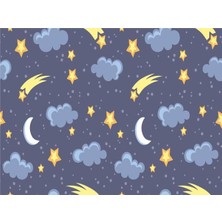 Eko Dekor Bulut ve Yıldızlar Çocuk Odası Duvar Kağıdı  Kanvas Tek Parca