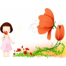 Eko Dekor Cute Girl Çocuk Odası Duvar Kağıdı  Kanvas Tek Parca