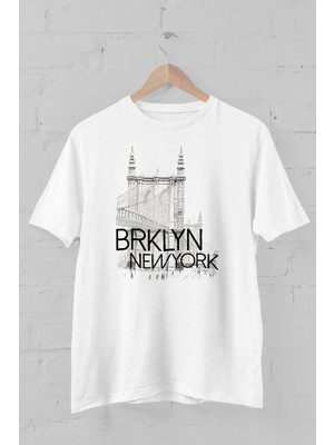 Trick or Treat Brooklyn Köprüsü New York Baskılı Bisiklet Yaka Erkek Tişört