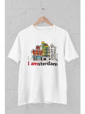 Trick or Treat Amsterdam Silüet Baskılı Bisiklet Yaka Erkek Tişört