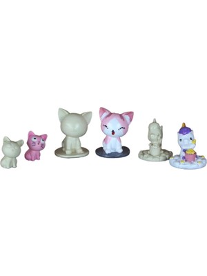 Hediyekanalı Boyanabilir Polyester Poliüretan Ham Obje 3 Biblo Set Kedi Unicorn