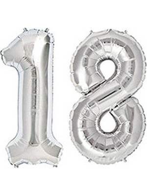 Niyet Folyo Balon - 18 Yaş - Doğum Günü - Gümüş - 70CM
