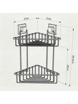 Geseus Yapışkanlı Krom Iki Katlı Banyo Köşe Rafı EF257