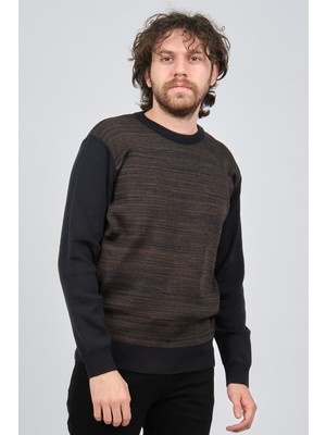 Haki Triko Erkek Bisiklet Yaka Desenli Kazak 60862013 Lacivert