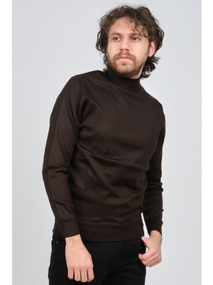 Pave Erkek Yarım Balıkçı Yaka Yün Kazak 4536000 Kahverengi