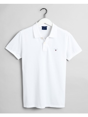 Gant Erkek Beyaz Slim Fit Pique Polo