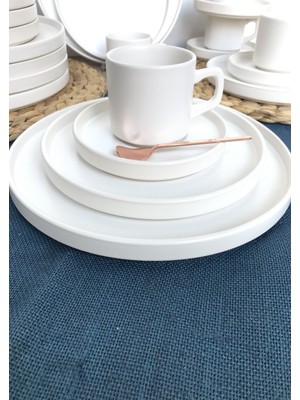 Gulhanile Stackable Mat Beyaz 24 Parça 6 Kişilik Servis Kahvaltı Takımı