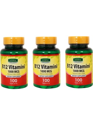 Vitapol Vitamin B12 100 Tablet 3 Adet  Skt Şubat 2024