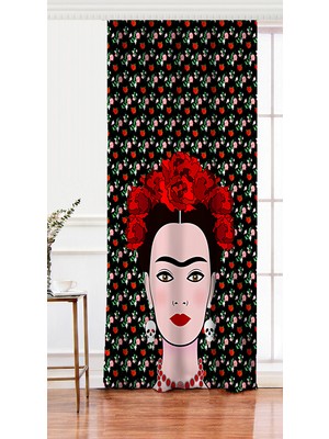 Tek Kanat Özel Tasarım Frida Dijital Baskılı Fon Perde