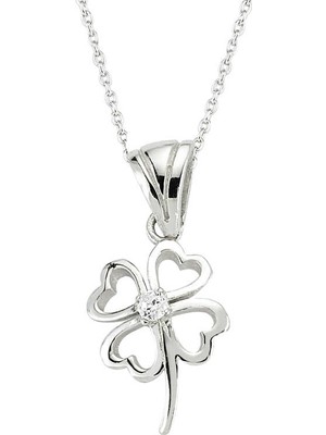 KENPAZAR Gumush Gümüş Dört Yapraklı Yonca Kadın Kolye