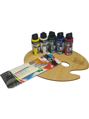 Rich Texco 5 Renk-Fırça Seti-Ahşap Palet Set