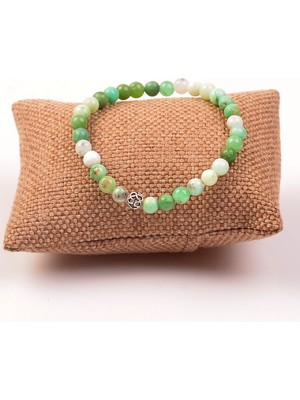 Taş Sandığı Krizopras Taşı Bileklik - 6 mm Gümüş Aparatlı