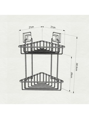 Teknotel Delme Vida Matkap Yok! Easyfıx Yapışkanlı 2 Katlı Banyo Köşe Rafı Krom EF257