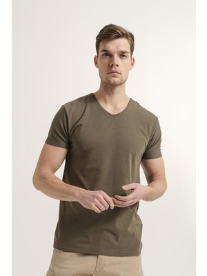 Oksit Riley V Yaka Slim Fit Basic Erkek Tshirt