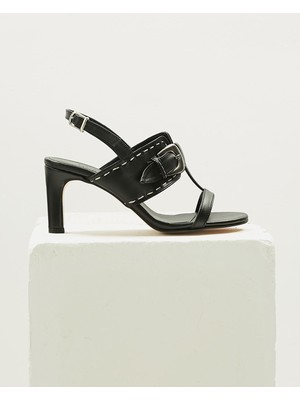 Mio Gusto Julie Siyah Kısa Topuklu Ayakkabı