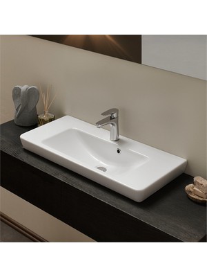 Turkuaz Cerastyle Porto Etajer Uyumlu Lavabo 65 x 38 cm