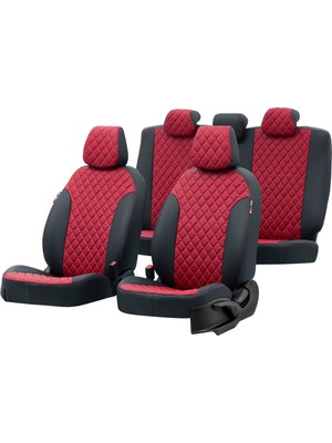 Otom Mercedes Citan 2012-2013 Özel Üretim Koltuk Kılıfı Madrid Design Deri Kırmızı - Siyah