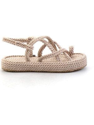 Bambi Krem Kadın Sandalet K05787020476