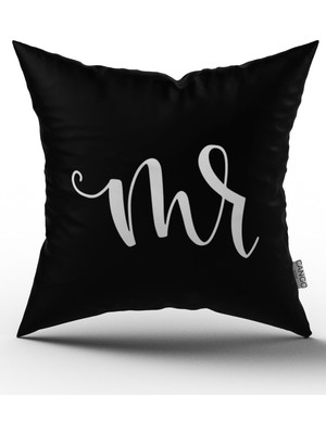 Cango Home Mr. Erkek Dijital Baskılı Kırlent Yastık Kılıfı - Siyah