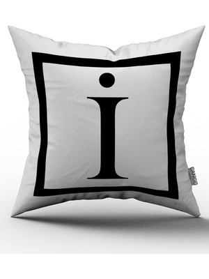 Cango Home Siyah Beyaz Harf Dijital Baskılı Kırlent Kılıfı - I