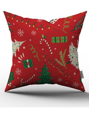 Cango Home Yılbaşı Temalı Dijital Baskılı Kırlent Yastık Kılıfı CGH297
